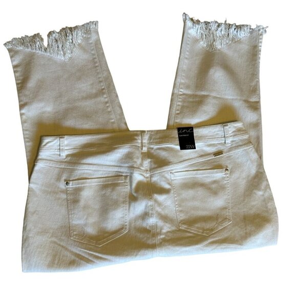 INC Women's Jeans 22W Slim Tech Fit White Fringe Hem Jeans Stretch NEW - Picture 5 of 15